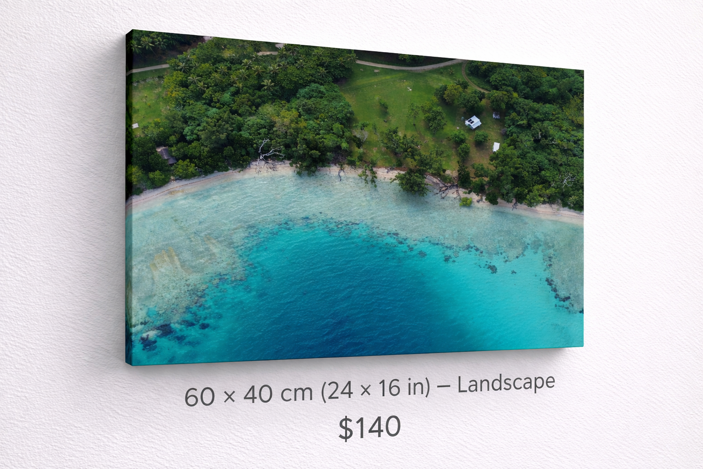 Aore Shores – Lagoon &amp; Beach Aerial Canvas 60 × 40 cm (24 × 16 in)